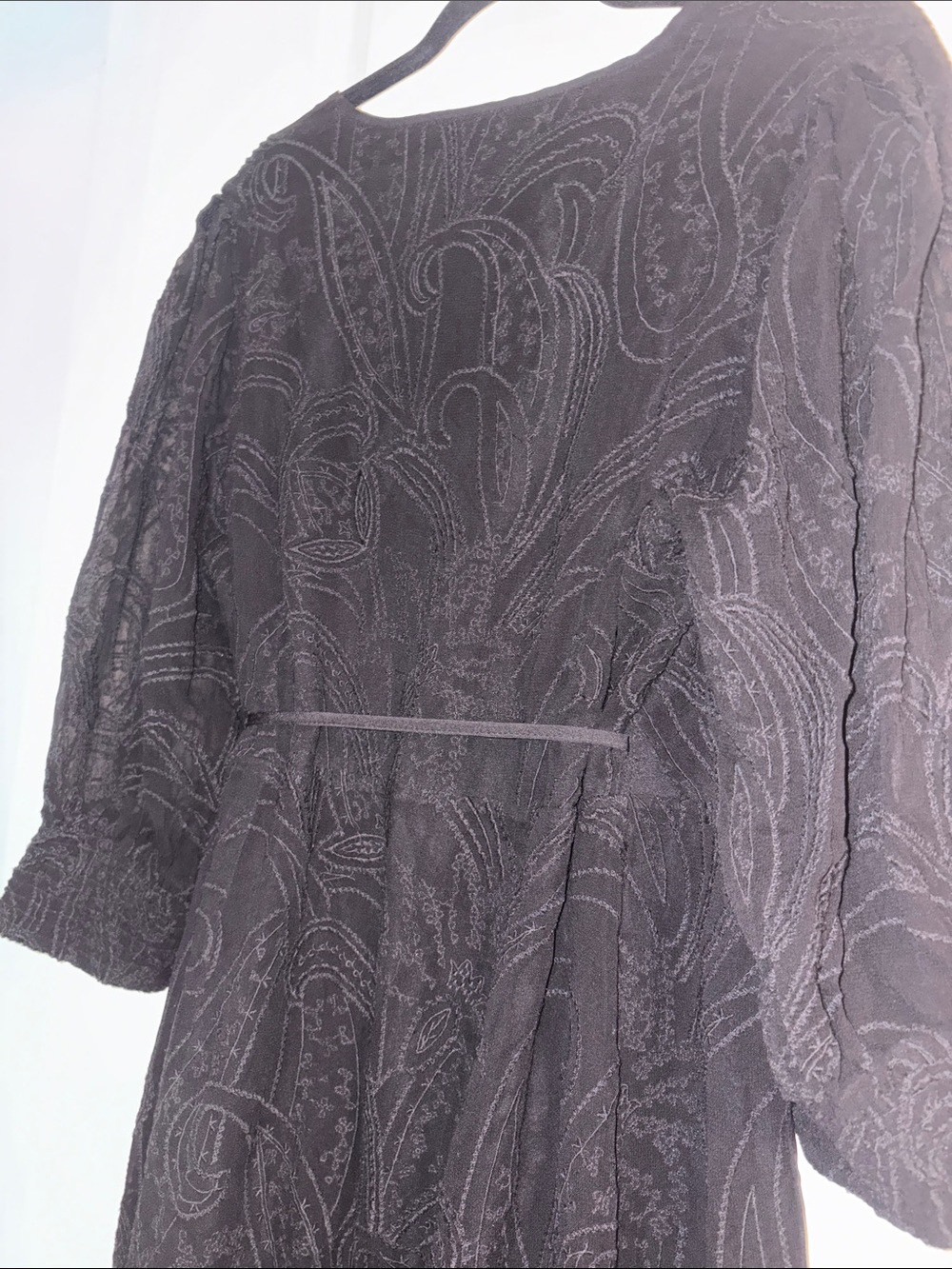 All Saints Black Wrap Midi Dress with Smocked Sleeves- Accepting Offers! - Picture 7 of 7